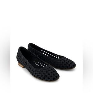 TOMS Women's Briella Flats Black Woven Basket Ballet size 5.5